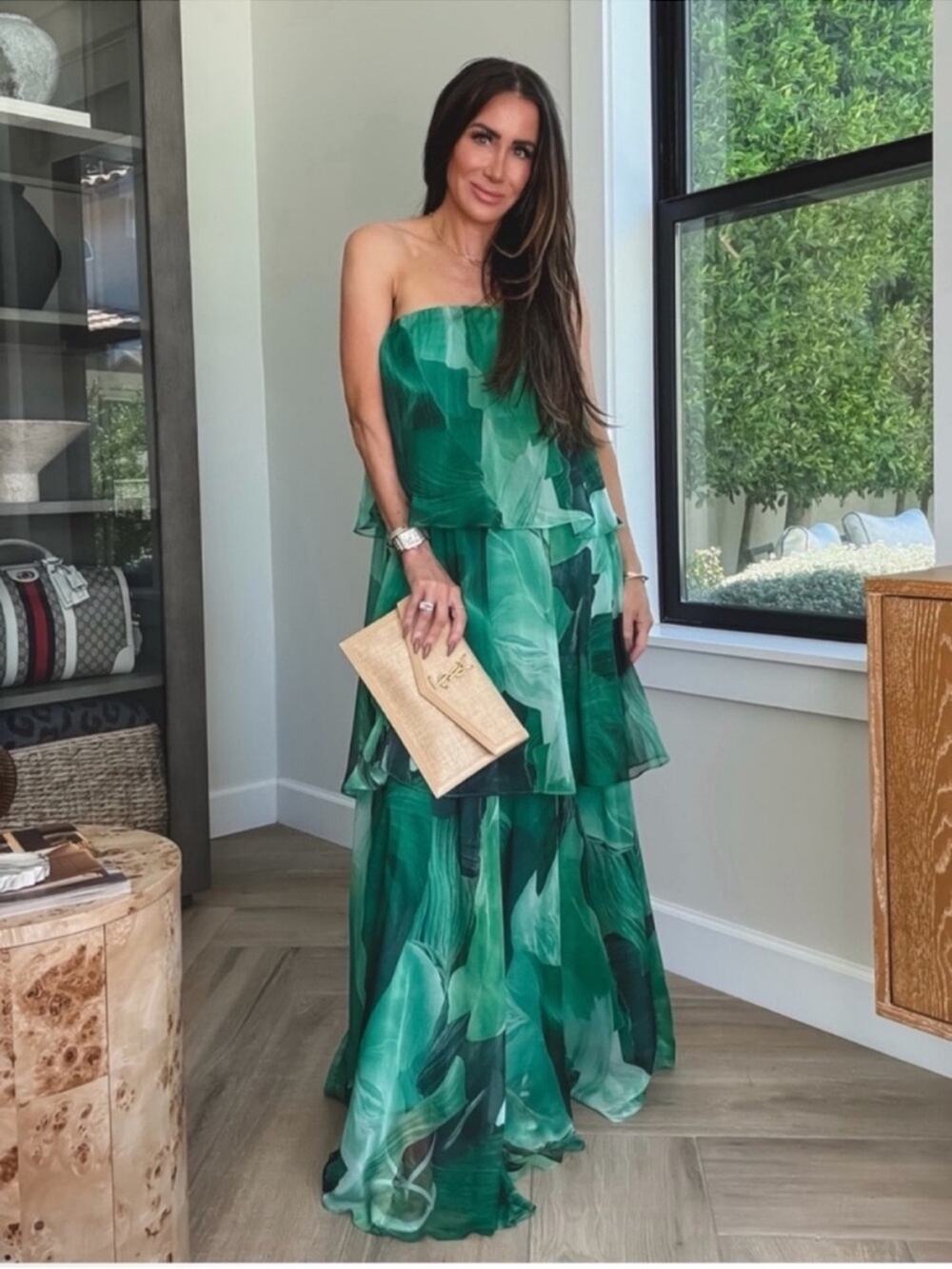Petal & Pup Bloom Straplessy Maxi Dress in Green XS